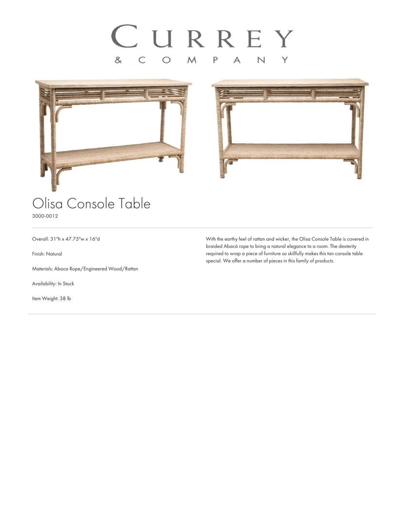 Currey And Company New Arrivals Olisa Console 6 Currey And Company New Arrivals Olisa Console