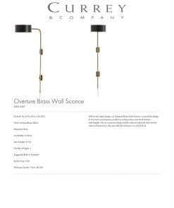 Currey And Company New Arrivals Overture Brass Wall Sconce 7 Currey And Company New Arrivals Overture Brass Wall Sconce