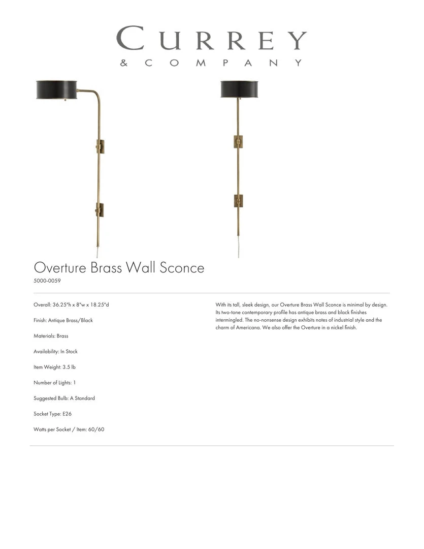 Currey And Company New Arrivals Overture Brass Wall Sconce 5 Currey And Company New Arrivals Overture Brass Wall Sconce