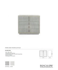 Bungalow 5 Parker Large 5 Drawer Chest Slate Blue Lacquered Grasscloth 15 Bungalow 5 Parker Large 5 Drawer Chest Slate Blue Lacquered Grasscloth