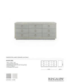 Bungalow 5 New Arrivals Parker Extra Large 9 Drawer Chest Slate Blue Lacquered Grasscloth 13 Bungalow 5 New Arrivals Parker Extra Large 9 Drawer Chest Slate Blue Lacquered Grasscloth