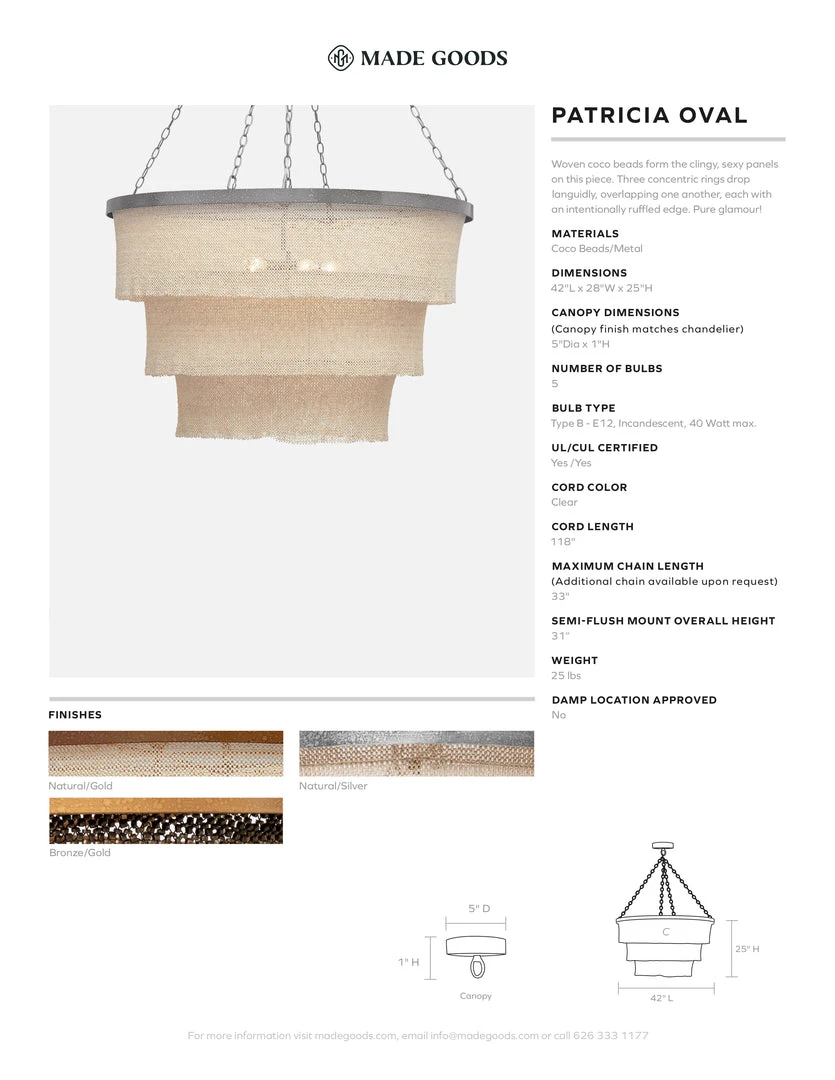 Made Goods Patricia Chandelier Oval Bronze Coco Beads And Gold Metal 7 Made Goods Patricia Chandelier Oval Bronze Coco Beads And Gold Metal