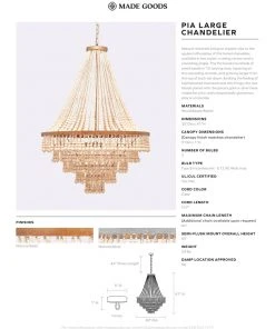 Made Goods Pia Large Chandelier Gold
