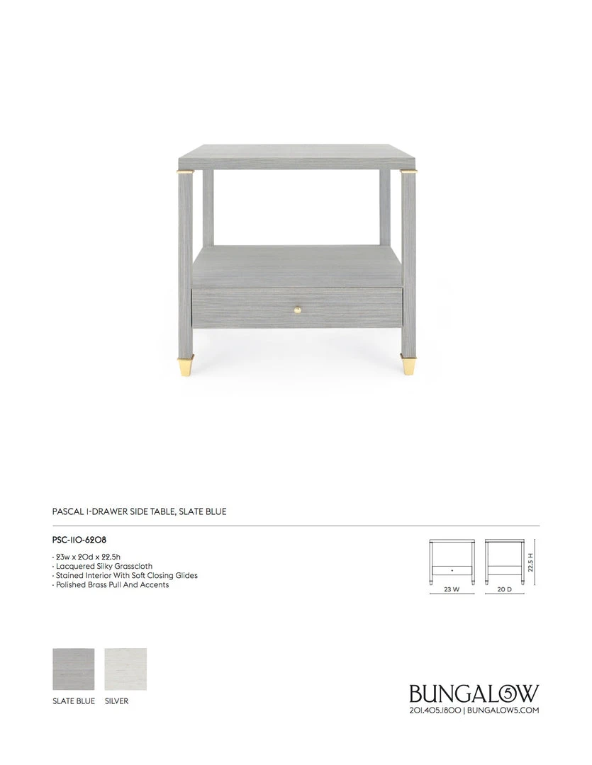 Bungalow 5 New Arrivals Pascal 1 Drawer Side Table Slate Blue 6 Bungalow 5 New Arrivals Pascal 1 Drawer Side Table Slate Blue
