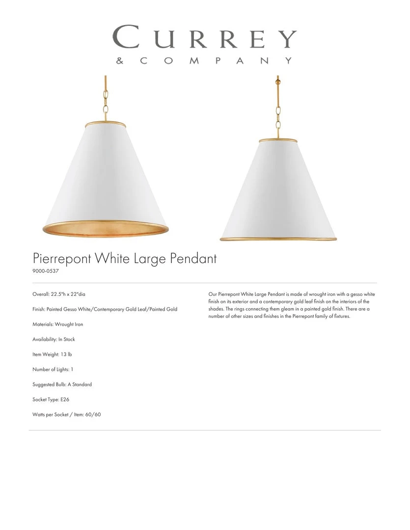 Currey And Company New Arrivals Pierrepont Pendant White Two Sizes 6 Currey And Company New Arrivals Pierrepont Pendant White Two Sizes