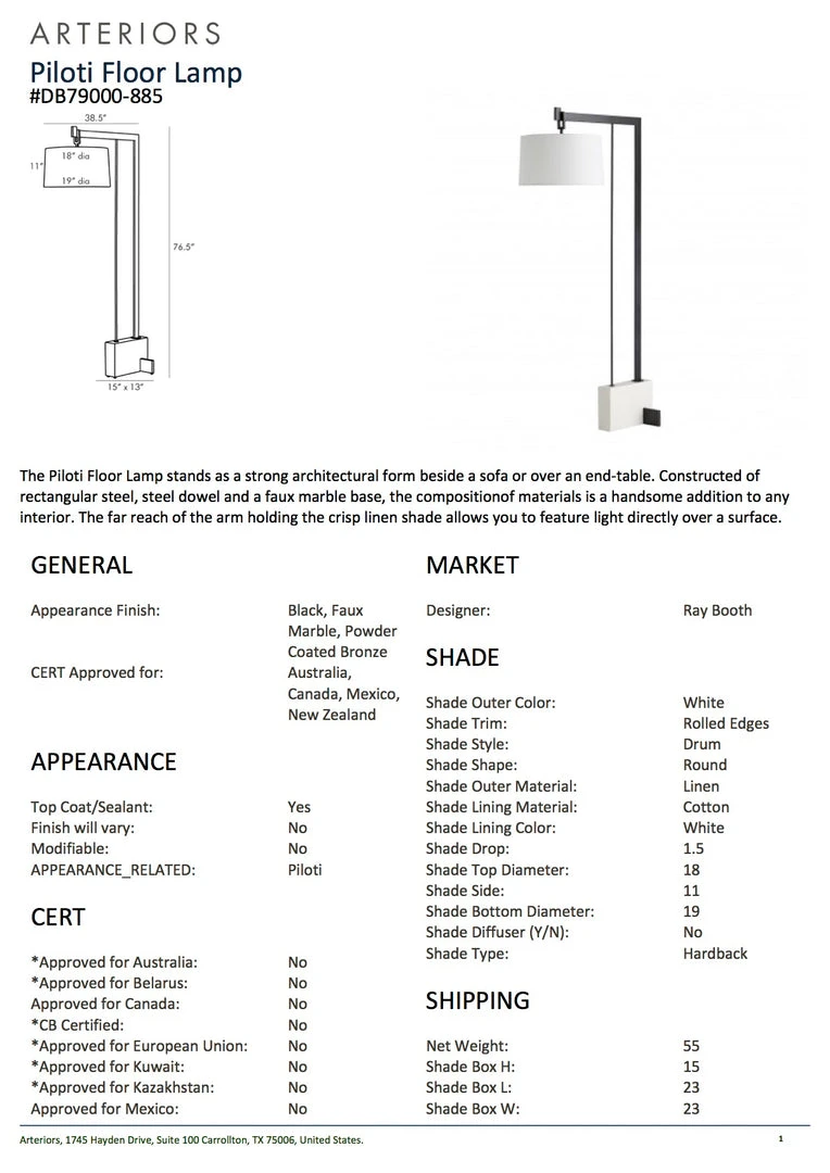 Arteriors Home New Arrivals Piloti Floor Lamp 7 Arteriors Home New Arrivals Piloti Floor Lamp