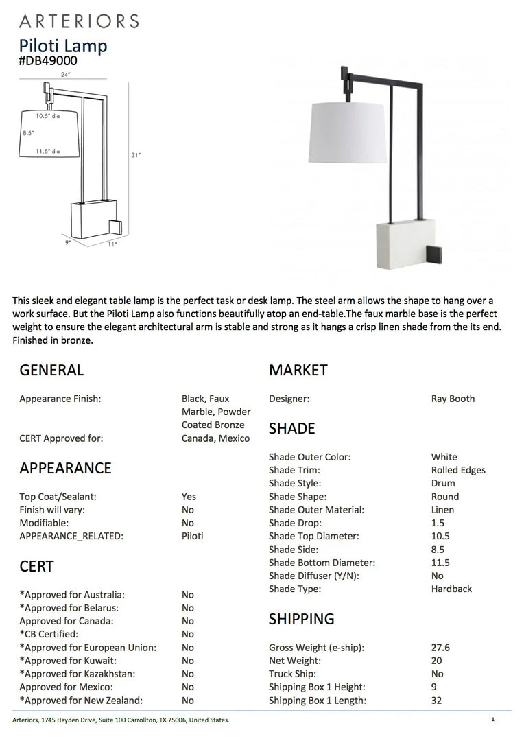 Arteriors Home Piloti Lamp Bronze 7 Arteriors Home Piloti Lamp Bronze