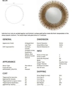 Arteriors Home Prescott Round Mirror Gold Leaf 11 Arteriors Home Prescott Round Mirror Gold Leaf