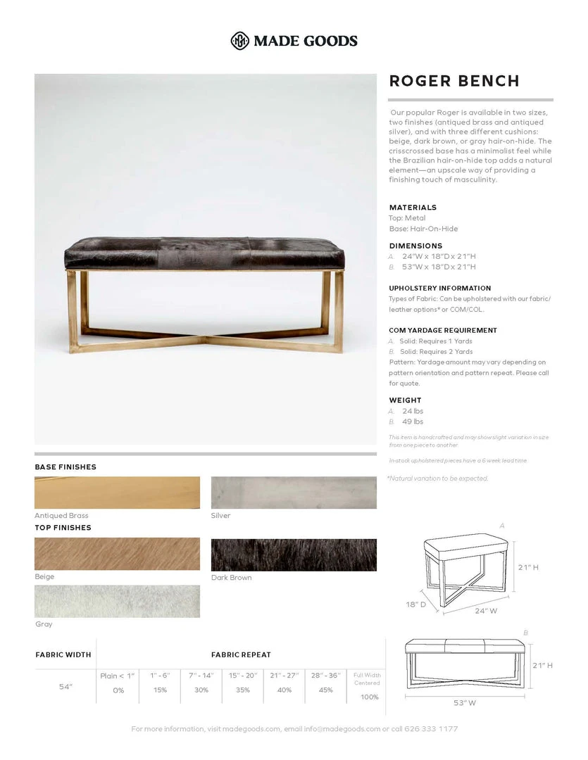 Made Goods Roger Single Bench Dark Brown Hide With Silver Metal Base New Arrivals 4 Made Goods Roger Single Bench Dark Brown Hide With Silver Metal Base New Arrivals