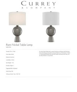 Currey And Company New Arrivals Rami Nickel Table Lamp