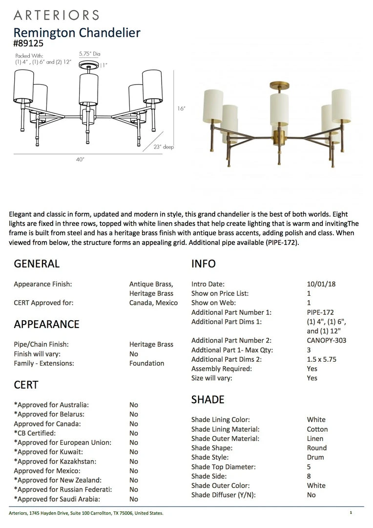 Arteriors Home Remington Chandelier Antique Brass 7 Arteriors Home Remington Chandelier Antique Brass