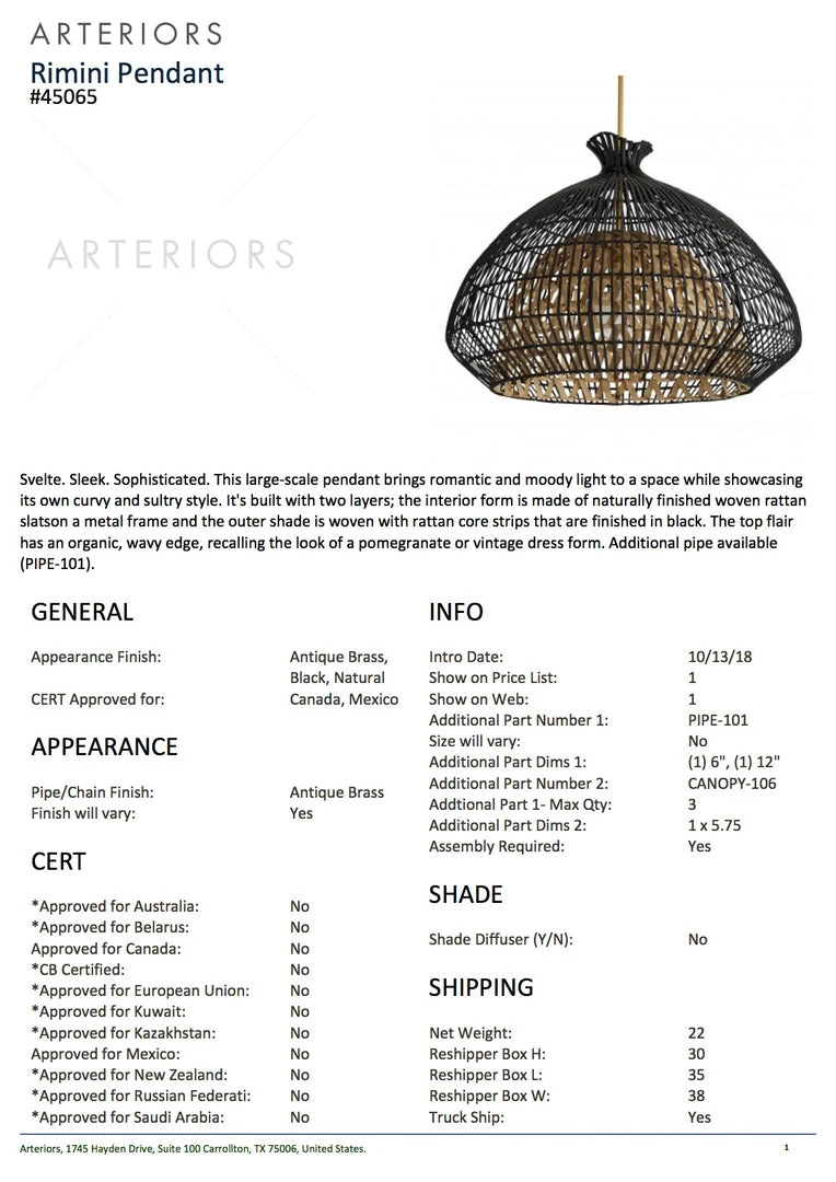 Arteriors Home Rimini Pendant 7 Arteriors Home Rimini Pendant