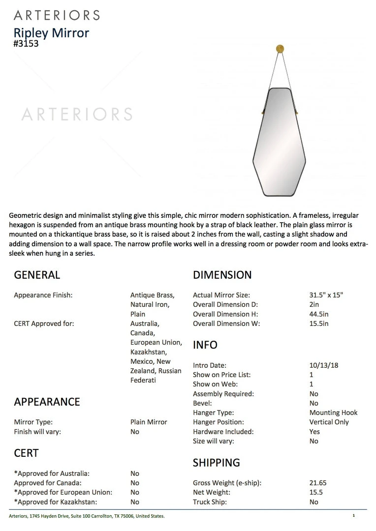 Arteriors Home Ripley Mirror New Arrivals 7 Arteriors Home Ripley Mirror New Arrivals