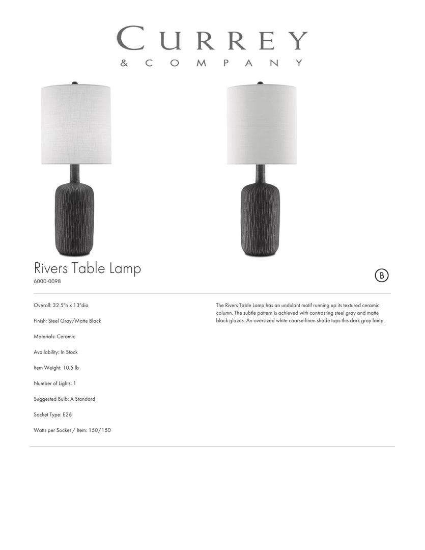 Currey And Company Rivers Table Lamp 6 Currey And Company Rivers Table Lamp
