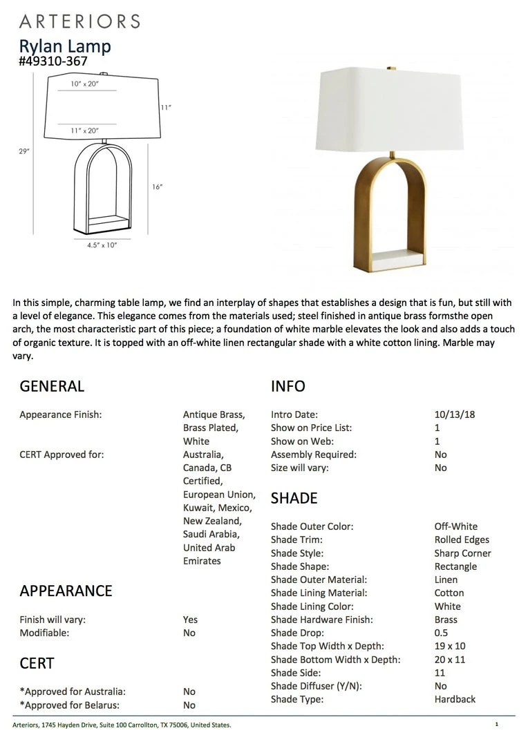 Arteriors Home Rylan Table Lamp Antique Brass New Arrivals 7 Arteriors Home Rylan Table Lamp Antique Brass New Arrivals