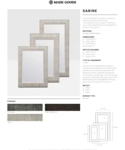 Made Goods Sabine Rectangular Mirror Sand Faux Shagreen