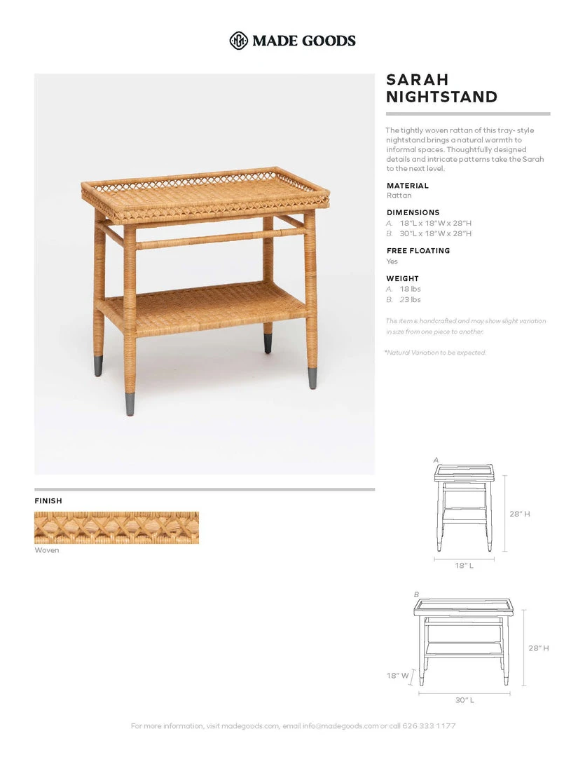 Made Goods New Arrivals Sarah Double Nightstand Woven Rattan 6 Made Goods New Arrivals Sarah Double Nightstand Woven Rattan
