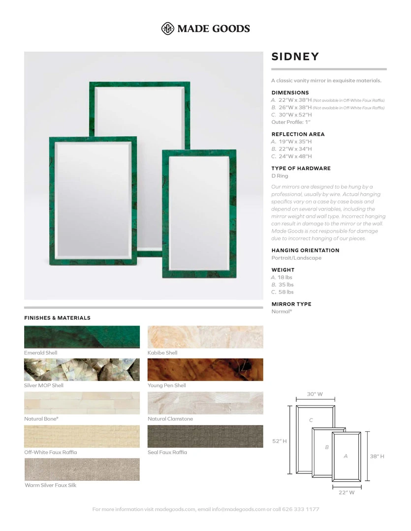 Made Goods Sidney Rectangular Mirror Emerald Shell 5 Made Goods Sidney Rectangular Mirror Emerald Shell