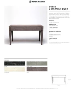 Made Goods New Arrivals Sorin 2 Drawer Desk Black Vintage Faux Shagreen 7 Made Goods New Arrivals Sorin 2 Drawer Desk Black Vintage Faux Shagreen