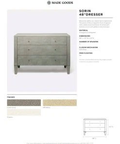 Made Goods Sorin 48" Dresser Castor Gray Faux Shagreen 7 Made Goods Sorin 48