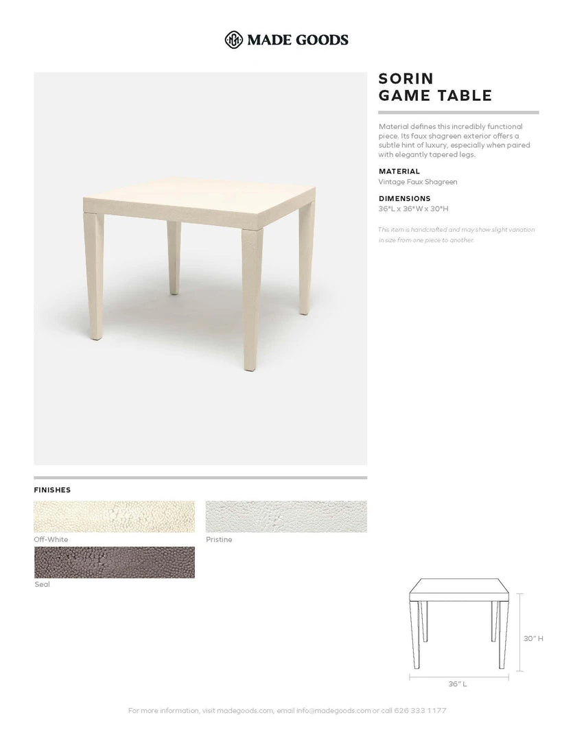 Made Goods Sorin Game Table Off White Faux Shagreen 5 Made Goods Sorin Game Table Off White Faux Shagreen