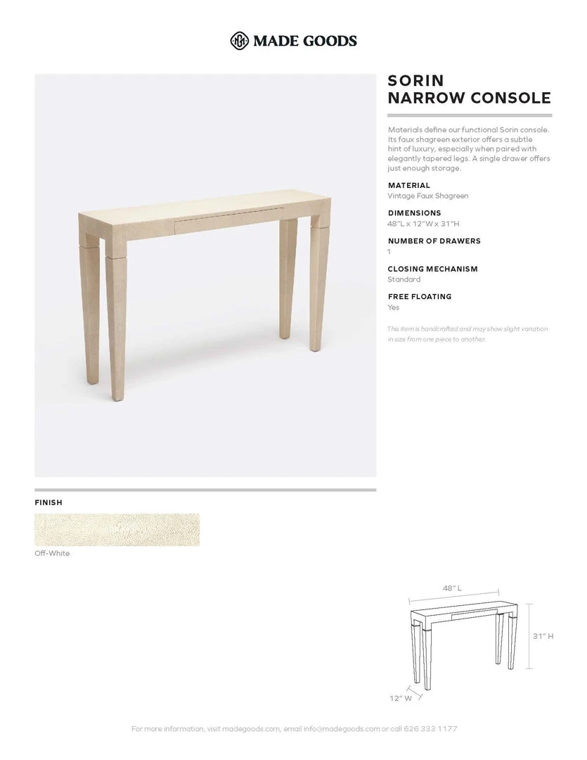 Made Goods New Arrivals Sorin Console Narrow Off White Faux Shagreen 7 Made Goods New Arrivals Sorin Console Narrow Off White Faux Shagreen