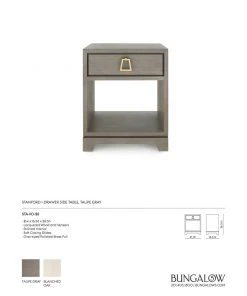 Bungalow 5 Stanford 1 Drawer Side Table Taupe Gray