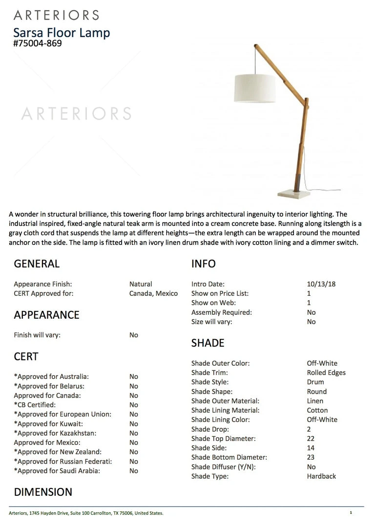 Arteriors Home New Arrivals Sarsa Floor Lamp 7 Arteriors Home New Arrivals Sarsa Floor Lamp