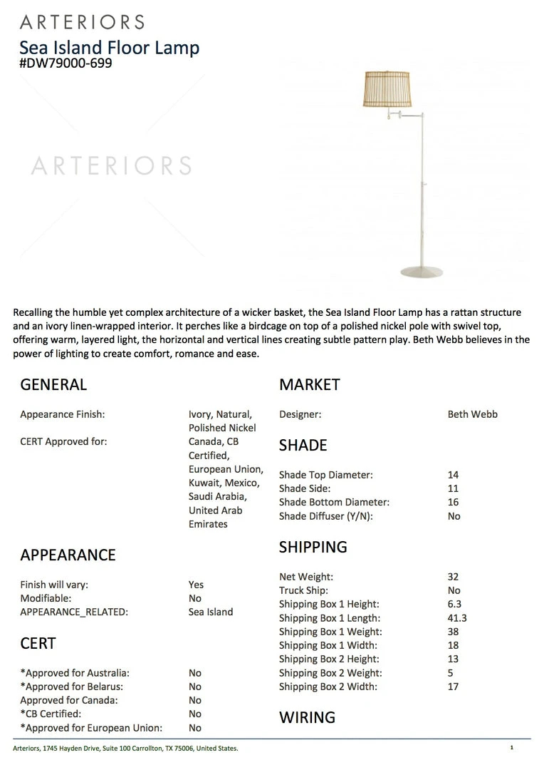 Arteriors Home Sea Island Floor Lamp New Arrivals 7 Arteriors Home Sea Island Floor Lamp New Arrivals