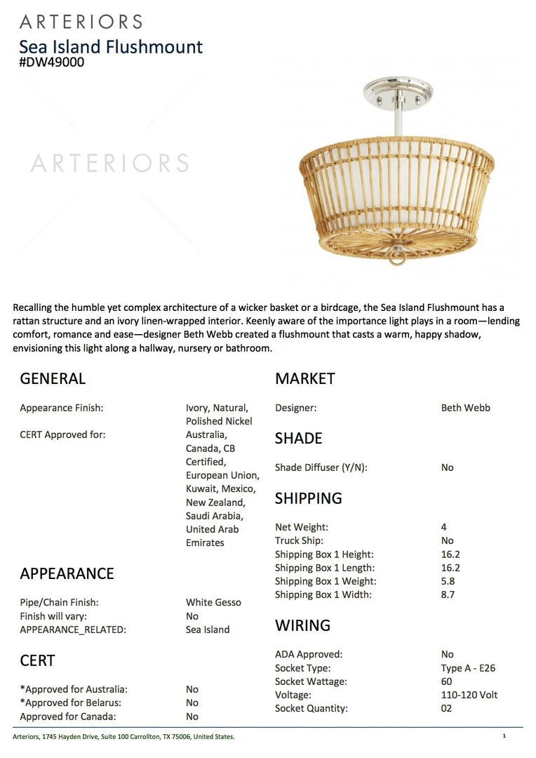 Arteriors Home Sea Island Flushmount 9 Arteriors Home Sea Island Flushmount