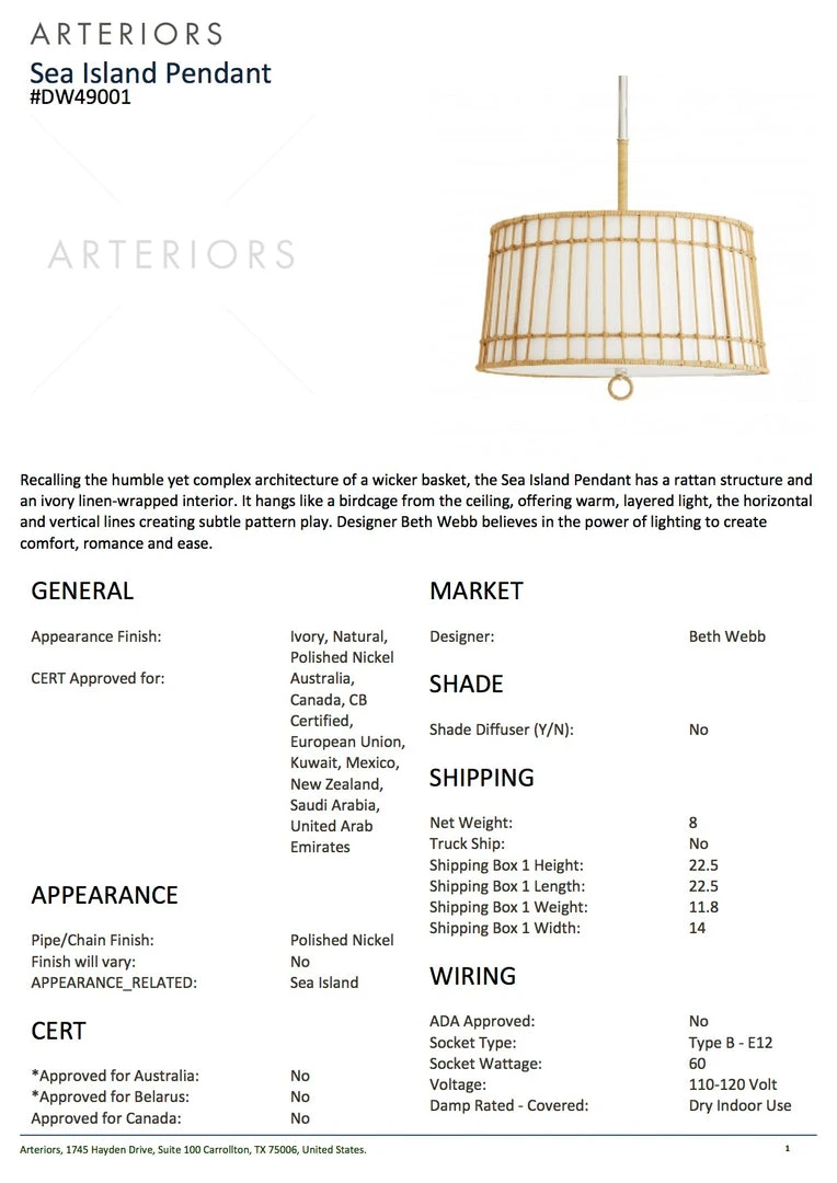 Arteriors Home New Arrivals Sea Island Pendant 7 Arteriors Home New Arrivals Sea Island Pendant