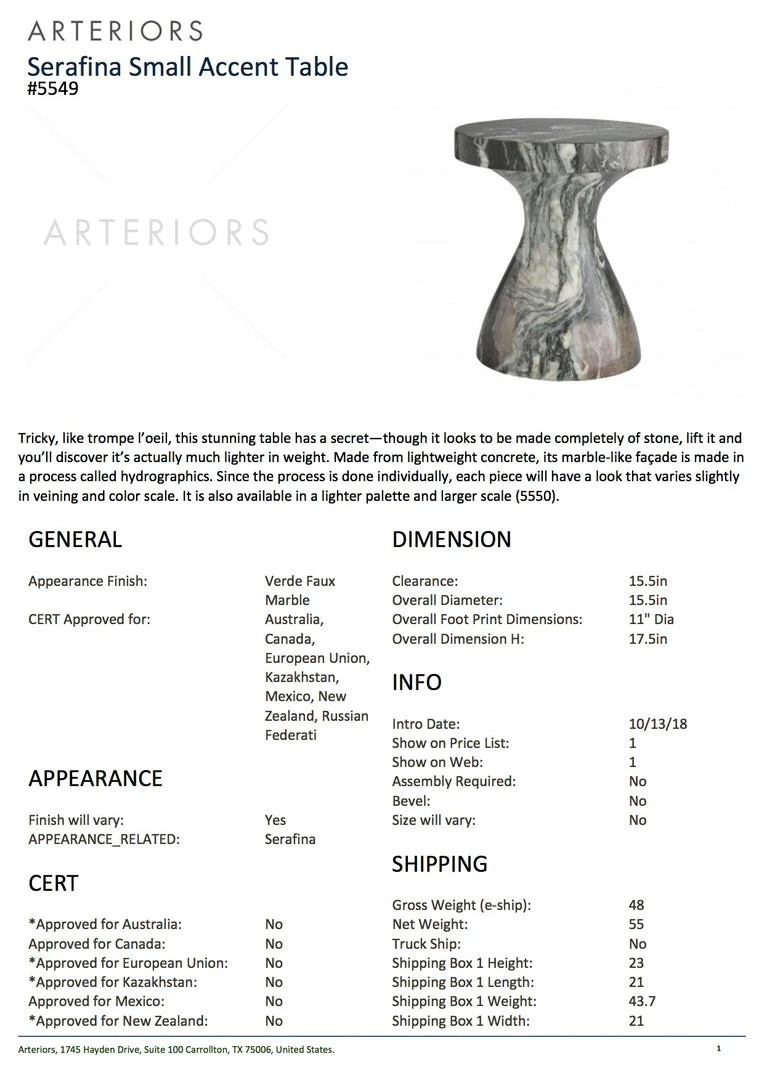 Arteriors Home Serafina Small Accent Table Verde 15 Arteriors Home Serafina Small Accent Table Verde