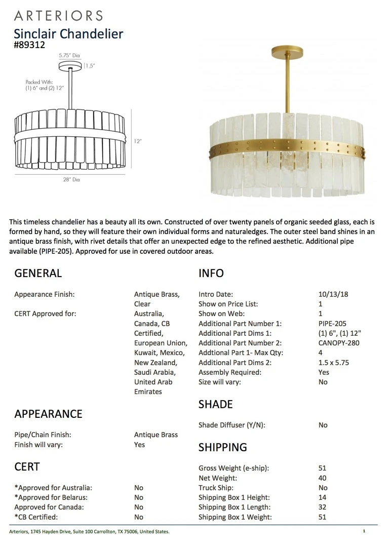 Arteriors Home New Arrivals Sinclair Chandelier 7 Arteriors Home New Arrivals Sinclair Chandelier