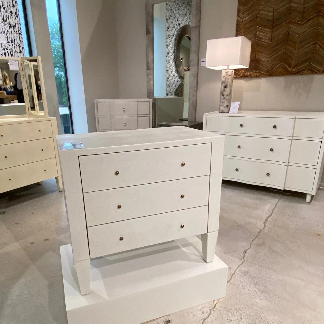 Made Goods New Arrivals Sorin 3 Drawer Double Nightstand Pristine Faux Shagreen 5 Made Goods New Arrivals Sorin 3 Drawer Double Nightstand Pristine Faux Shagreen