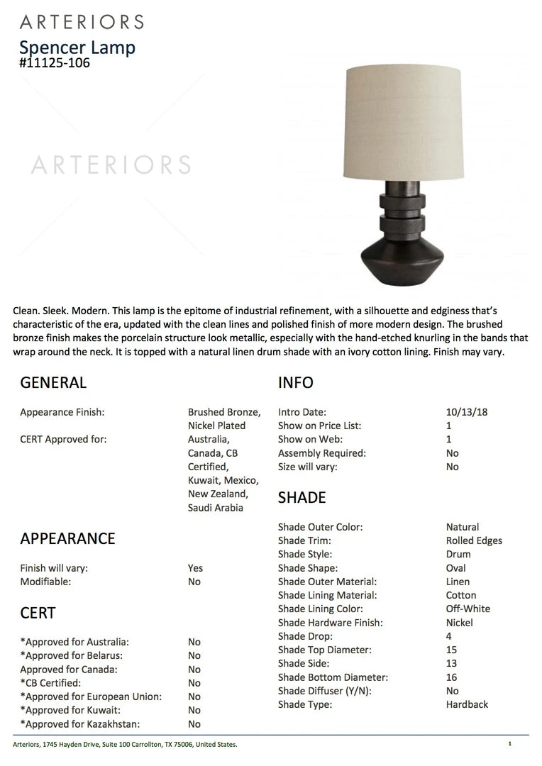 Arteriors Home New Arrivals Spencer Lamp 7 Arteriors Home New Arrivals Spencer Lamp