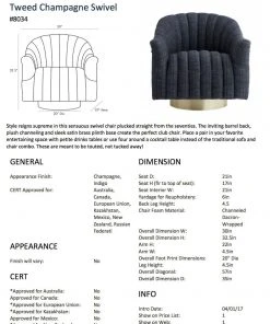 Arteriors Home Springsteen Chair Indigo Tweed Champagne Swivel New Arrivals