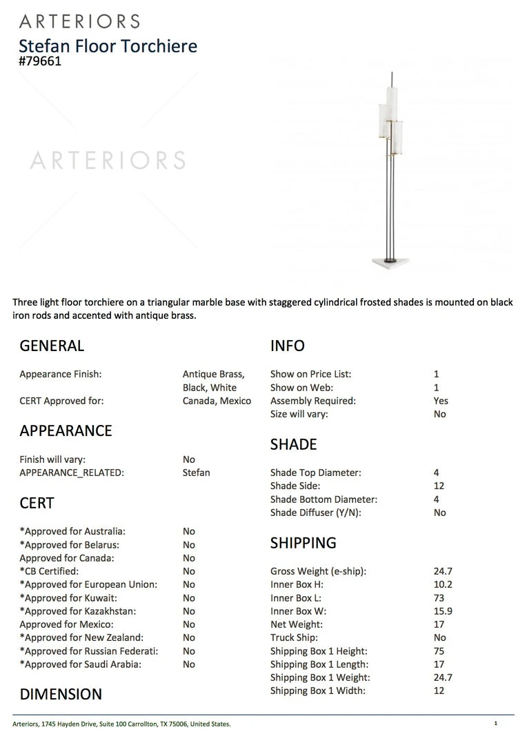 Arteriors Home New Arrivals Stefan Floor Torchiere 8 Arteriors Home New Arrivals Stefan Floor Torchiere