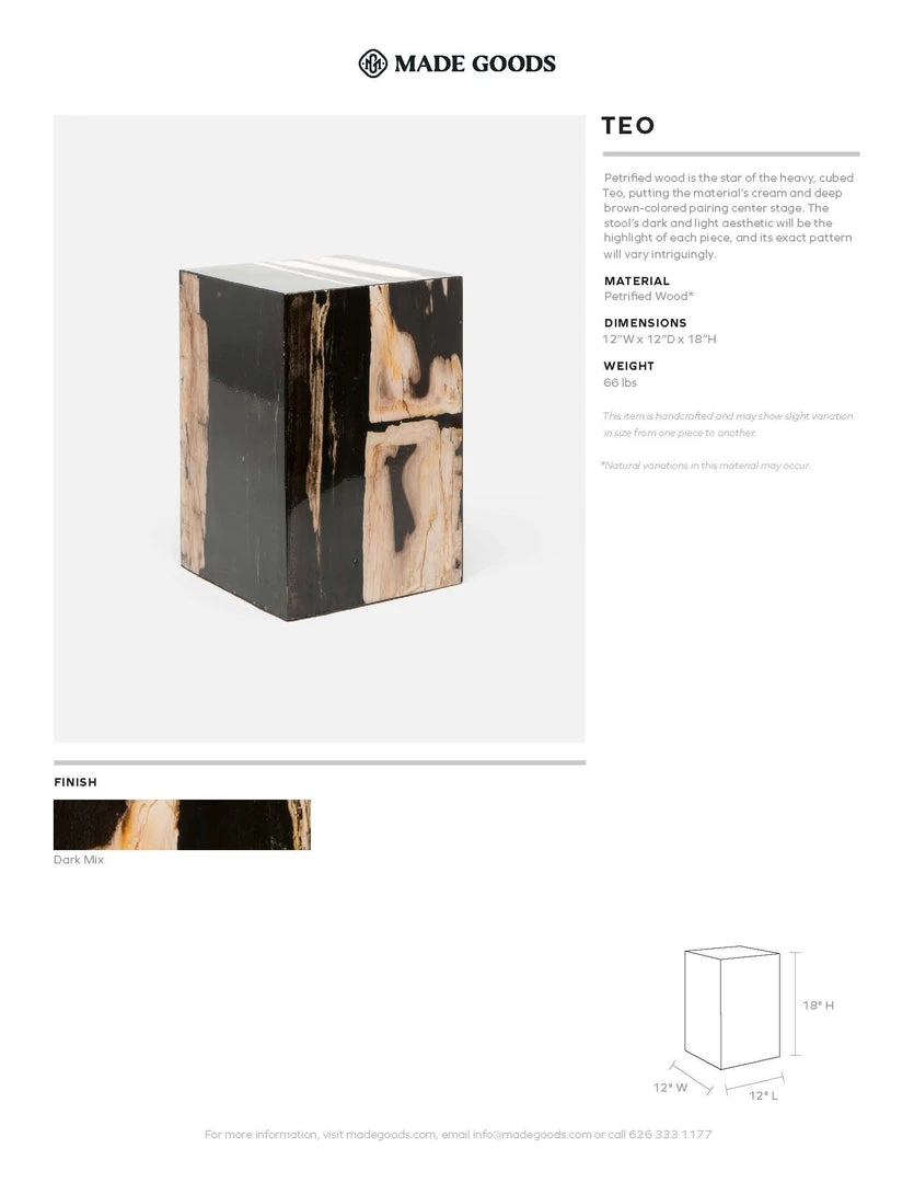 Made Goods Teo Stool Dark Mix Petrified Wood New Arrivals 6 Made Goods Teo Stool Dark Mix Petrified Wood New Arrivals