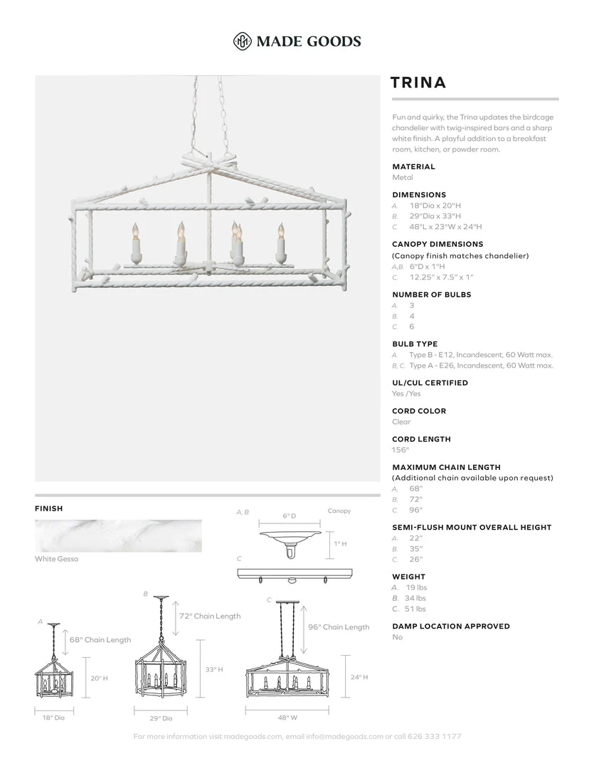 Made Goods New Arrivals Trina Twig Chandelier Rectangular 7 Made Goods New Arrivals Trina Twig Chandelier Rectangular