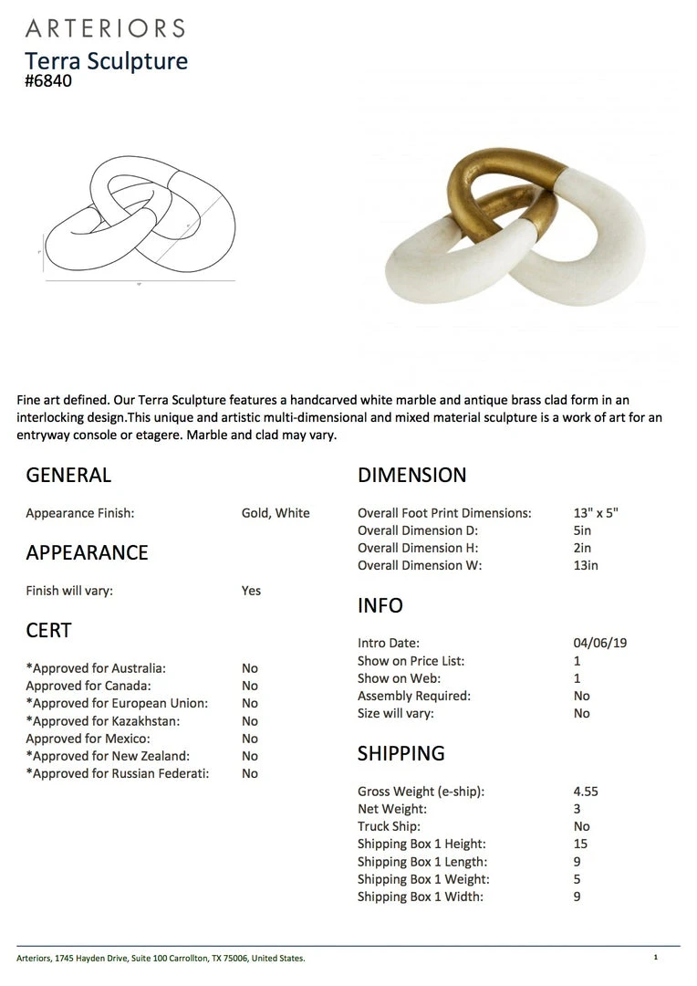 Arteriors Home New Arrivals Terra Sculpture White Marble Arteriors Home New Arrivals Terra Sculpture White Marble