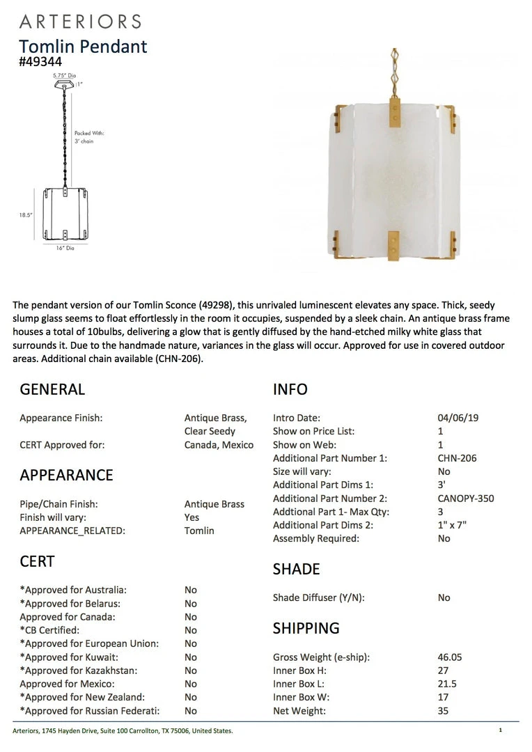 Arteriors Home Tomlin Pendant 7 Arteriors Home Tomlin Pendant