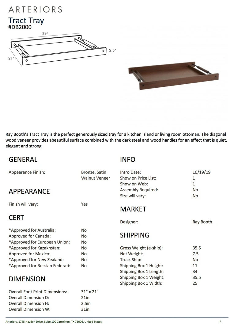Arteriors Home Tract Tray 8 Arteriors Home Tract Tray