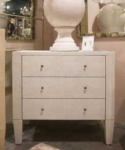 Made Goods New Arrivals Sorin 3 Drawer Double Nightstand Pristine Faux Shagreen