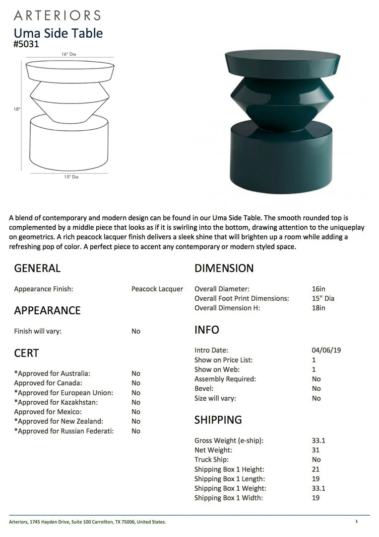 Arteriors Home Uma Side Table 8 Arteriors Home Uma Side Table