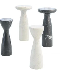 Global Views Marble Tower Table Black And White