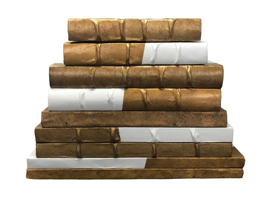 E Lawrence New Arrivals Antique Gold And Dipped White Book Set Of 9 3 E Lawrence New Arrivals Antique Gold And Dipped White Book Set Of 9