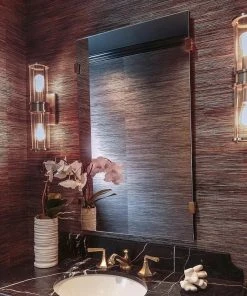 Mirror Home Rectangle Framed Mirror With Burnished Brass