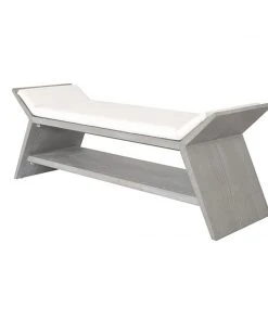 Worlds Away Peria Bench Grey Cerused Oak