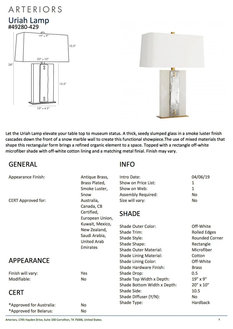 Arteriors Home Uriah Table Lamp New Arrivals 7 Arteriors Home Uriah Table Lamp New Arrivals