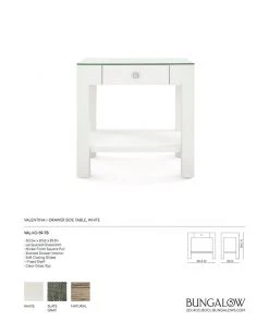 Bungalow 5 New Arrivals Valentina 1 Drawer Side Table White 14 Bungalow 5 New Arrivals Valentina 1 Drawer Side Table White